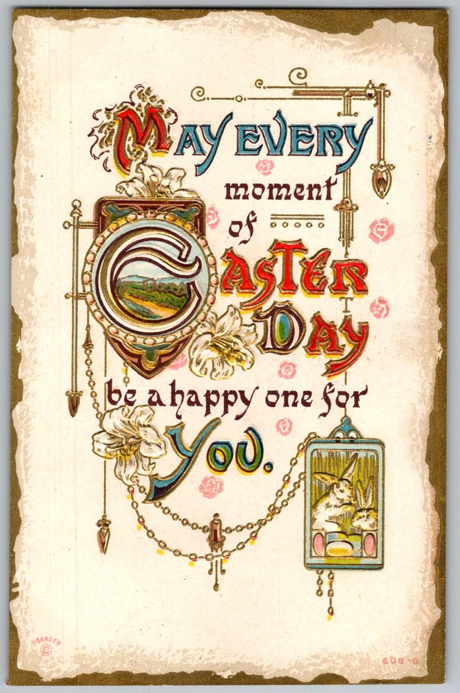 Antique Postcard Easter Day Greeting 1910s