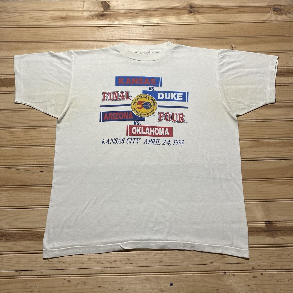 Vintage 80s 1988 Final Four Duke AZ OK Kansas College Basketball Shirt Size XL