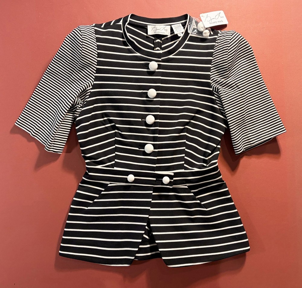 NEW Byron Lars Beauty Mark White Back Striped Jacket Top Women's Size S