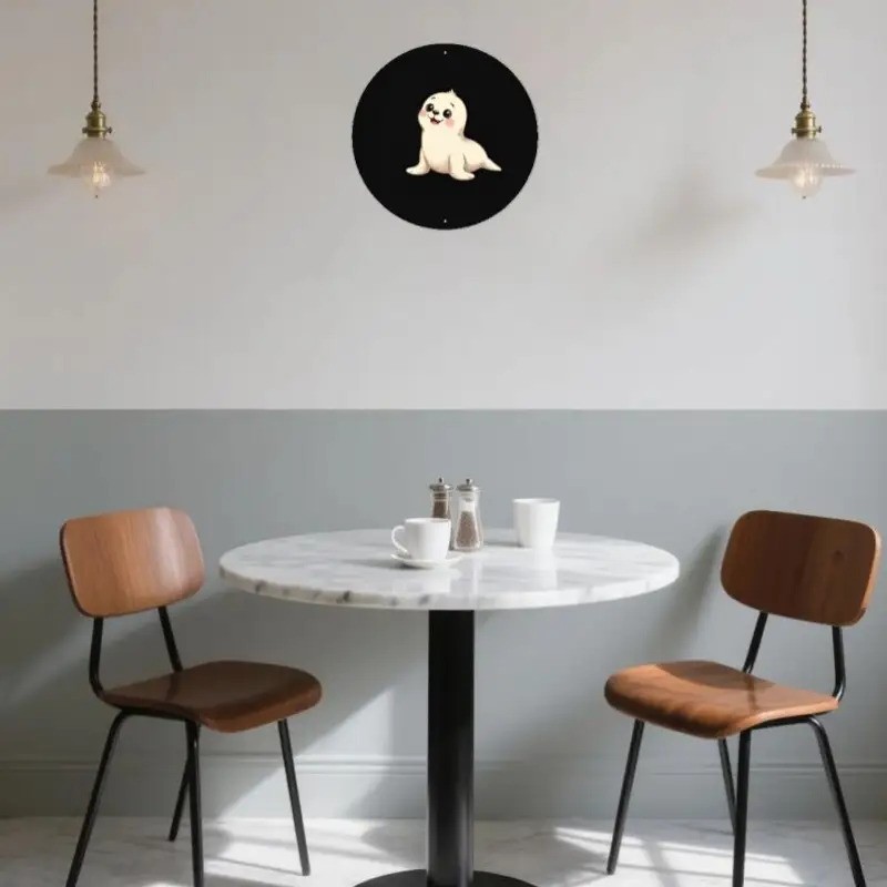 Charming Small Animal Round Aluminum Oil Painting Wall Decoration
