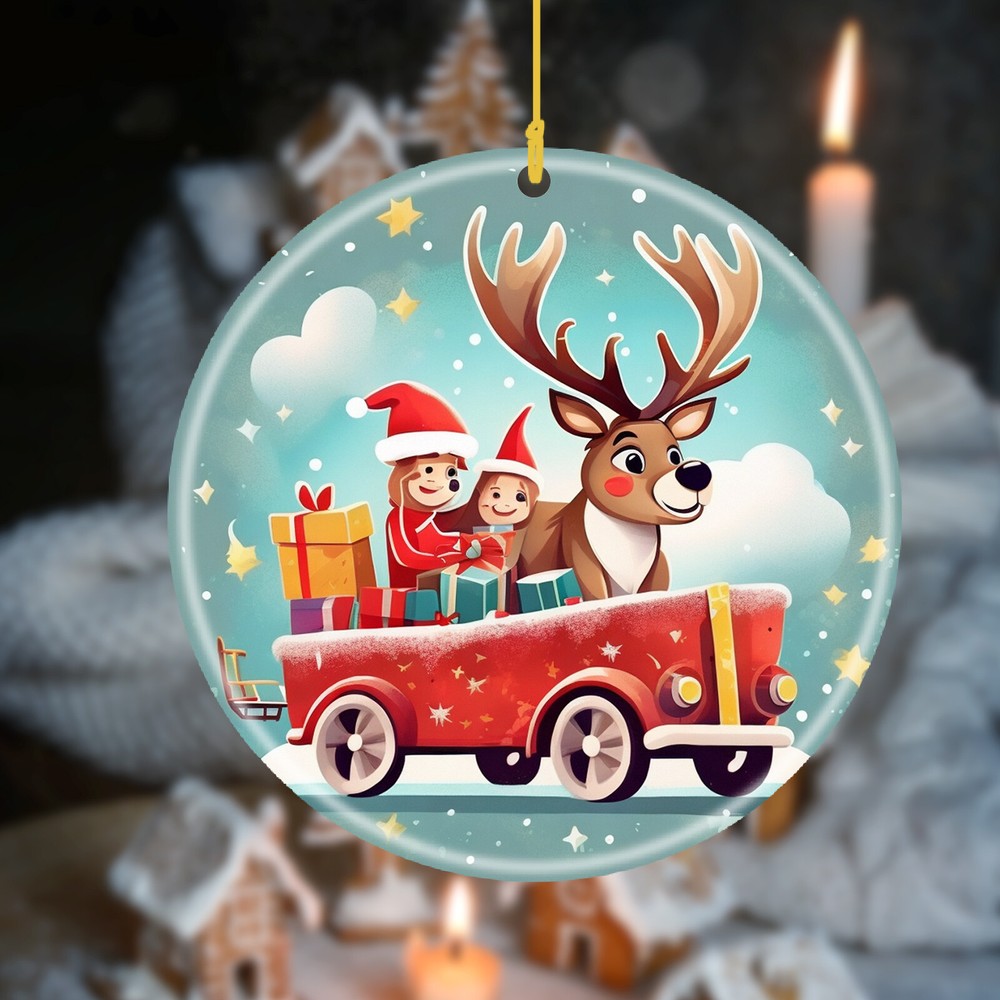 Custom text Name Personalized Image Ceramic Holiday Ornament Christmas accent-image