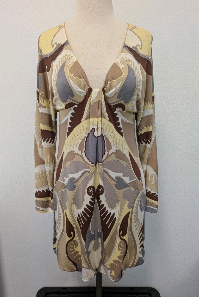 Vintage Missoni Orange Label Rayon Paisley Swirl Retro Dress sz 42/M/6 Groovy