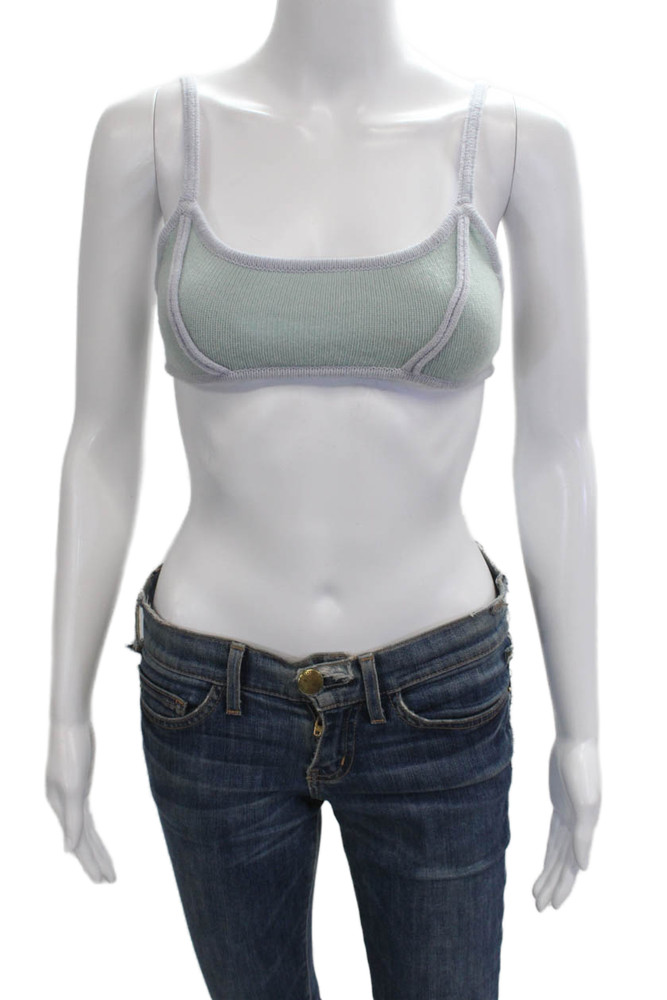 Guizio Womens Green Spaghetti Strap Round Neck Crop Top Size SFree Shipping in US $100+ Orders | $6.95 Orders Below