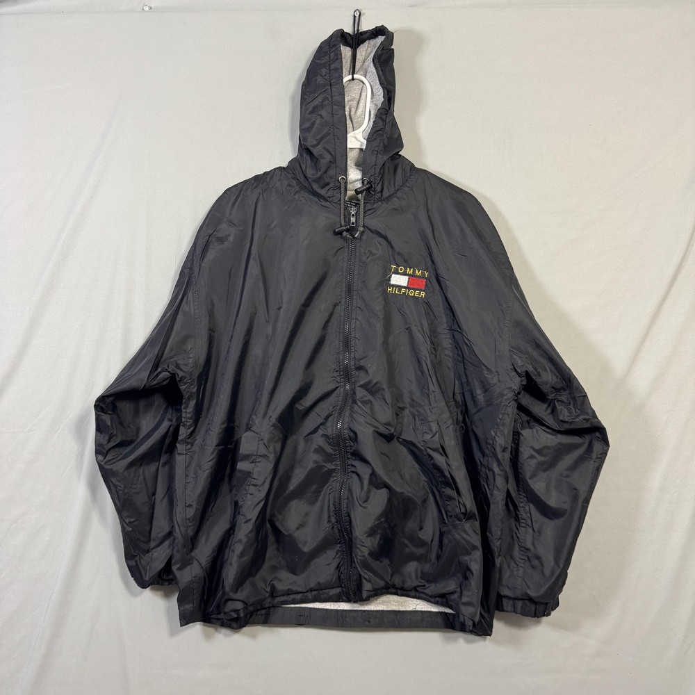Vintage Tommy Hilfiger Jacket Mens Medium Hooded Windbreaker Pullover 90s USA
