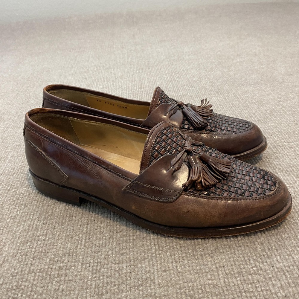 Johnston & Murphy Shoes Mens Size 10.5 M Brown Leather Dress Tassel Loafers 3758