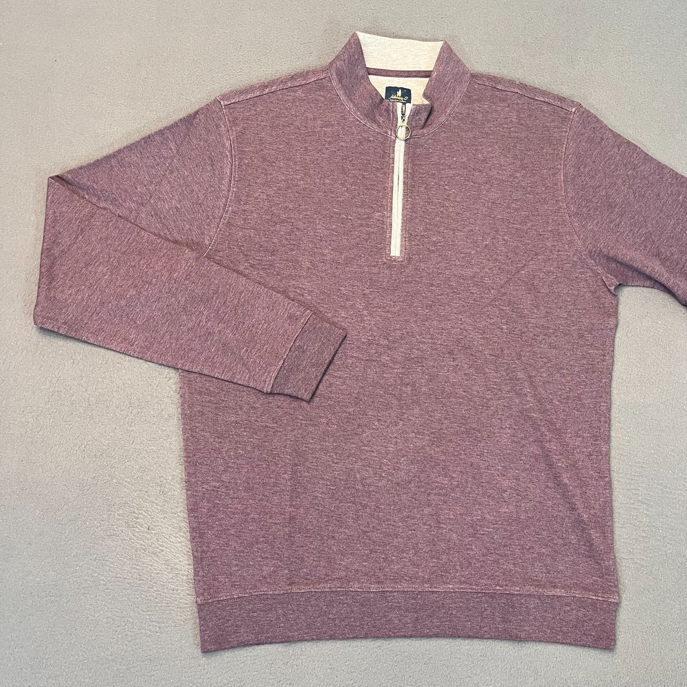 Johnnie-O Mens Sz Med Sully 1/4 Zip Pullover Wrinkle Resistant Royal Plum Modal