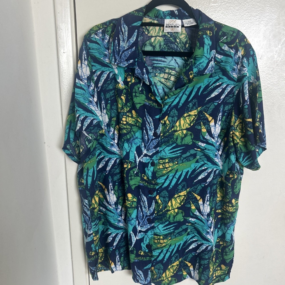 J.R. Bentley Plus Vintage Hawaiian print short-sleeve button-down shirt 22W-2X