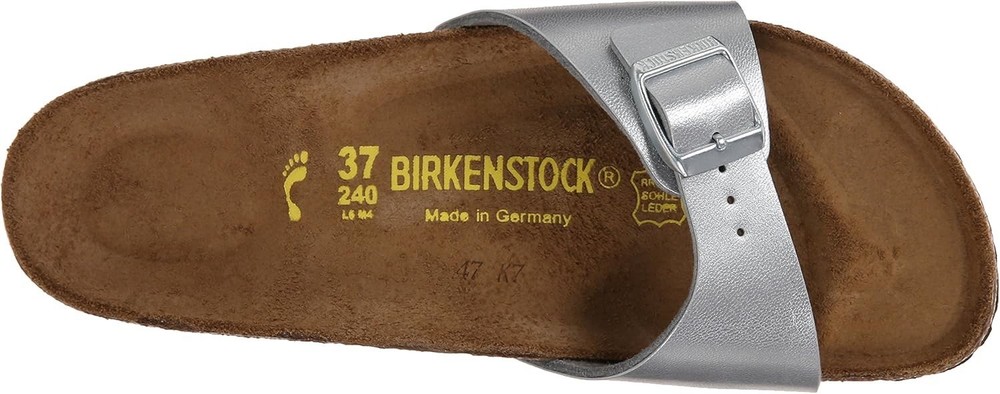 Birkenstock Women 38 US 7-7.5 Madrid Silver Leather Sandal Comfort Support Gorp