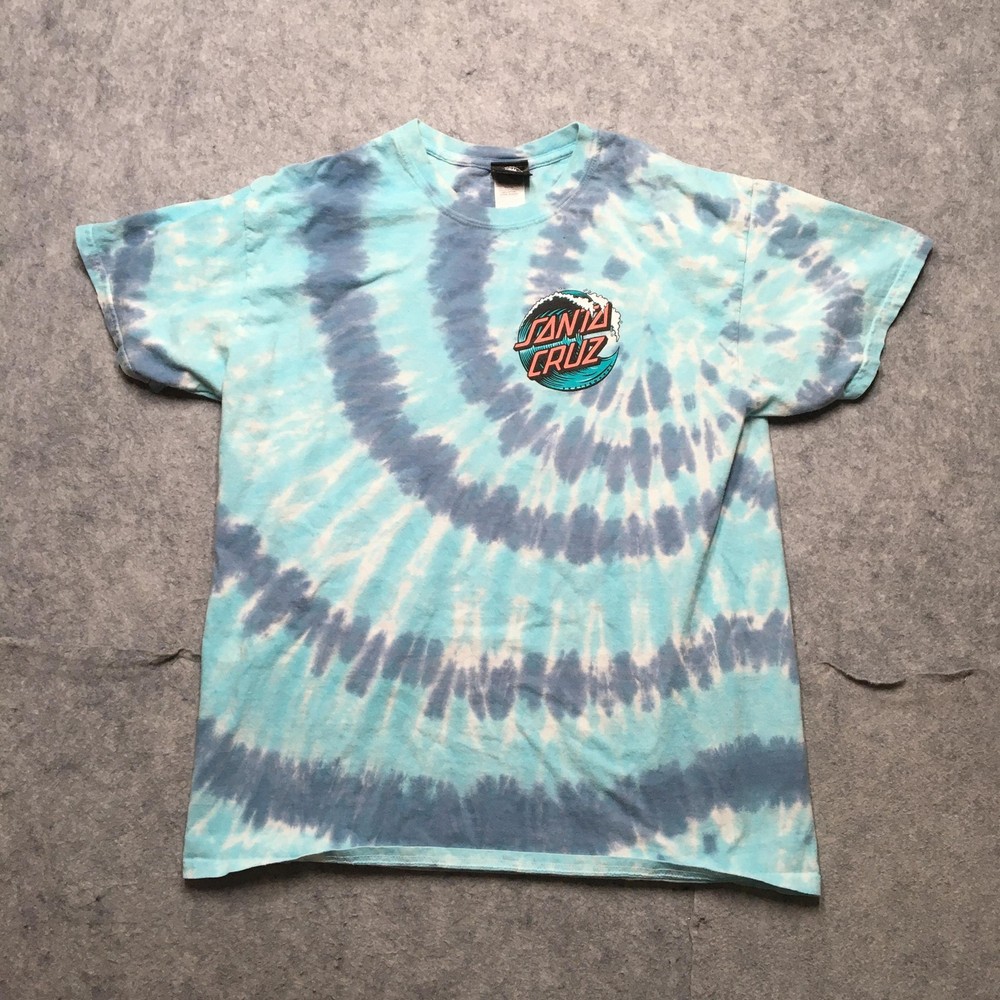 Santa Cruz Shirt Mens Large Blue Tie Dye Skateboards Logo Graphic T-Shirt