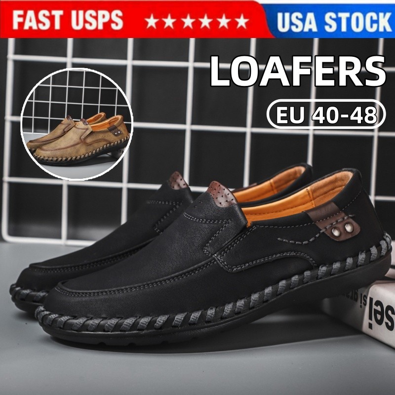 Loafers Men Business Casual Slip on Driving Shoes Synthetic Leather Shoes US 12