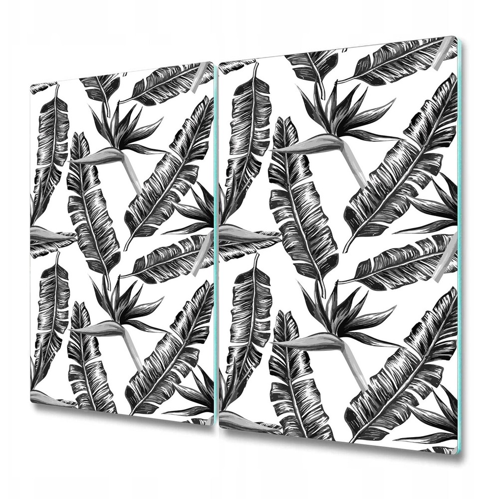Tempered Glass Surface Protector Black and white tropical leaf Palm leaf print