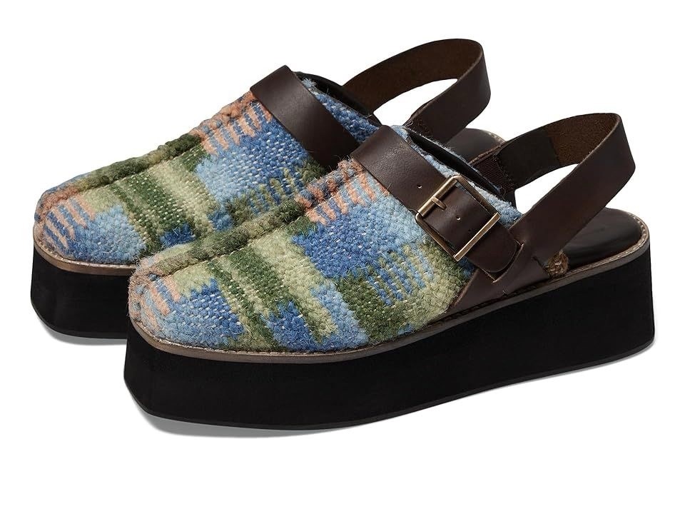 Free People Astrid Platform Mules Clogs Women Size 11 Multicolored Boho Tartan
