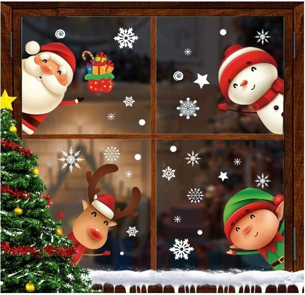 82PCS Christmas Snowflake Window Clings Stickers for Glass, Xmas Decals