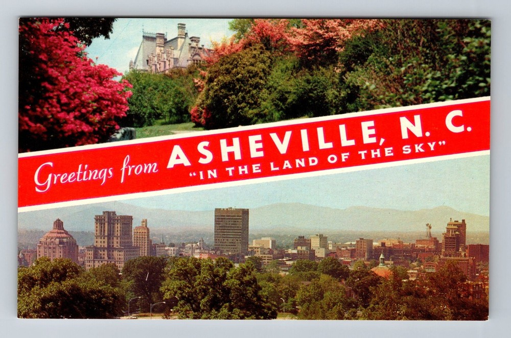 Asheville NC-North Carolina Banner Greetings Postal Old View Vintage Postcard