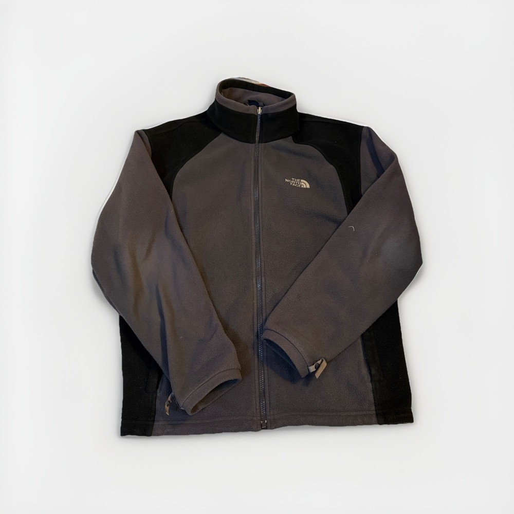 The North Face Full Zip Fleece Jacket Gray Black Outdoor size L