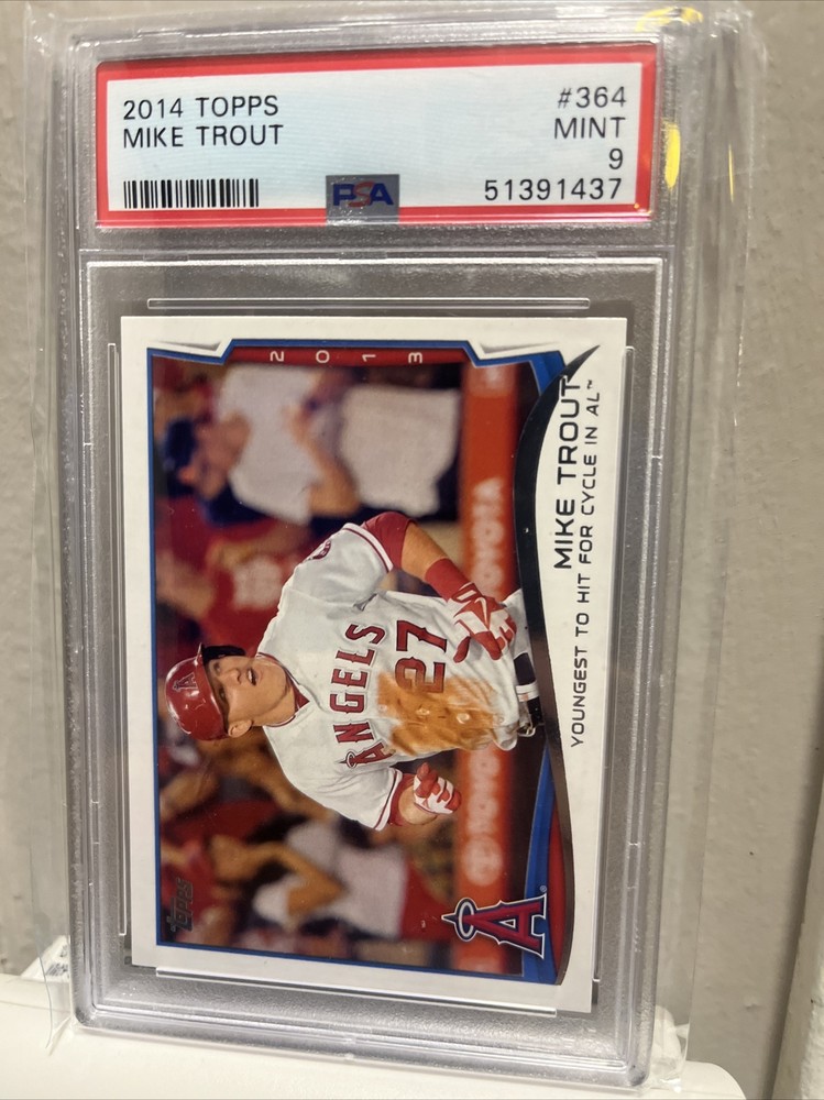 2014 Topps Mike Trout #364 PSA 9 Youngest To Hit For Cycle Angels