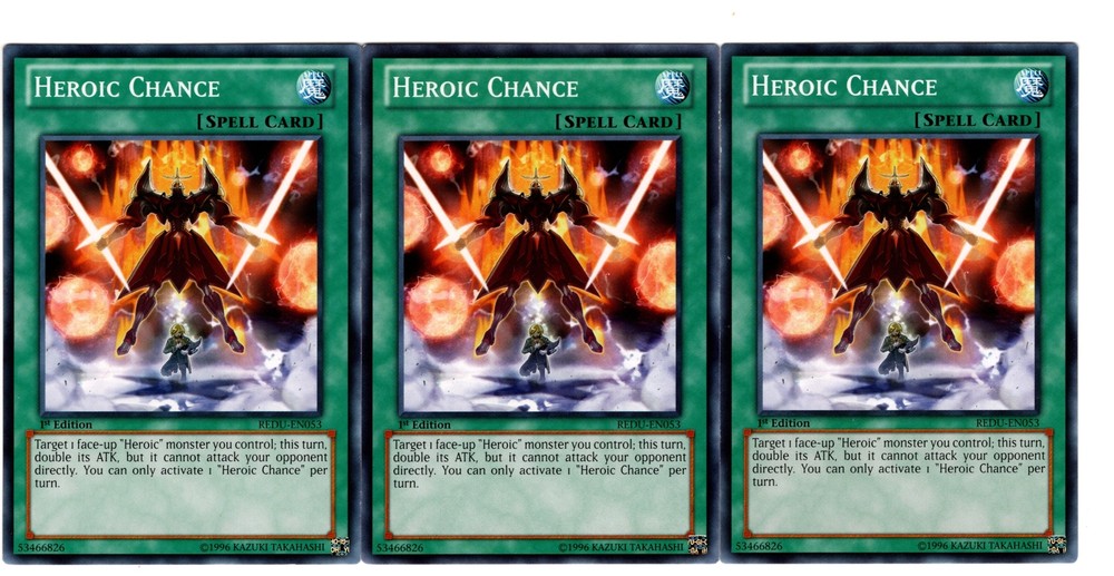 YuGiOh Heroic Chance Common 1st Edition REDU-EN053 Near Mint 3X