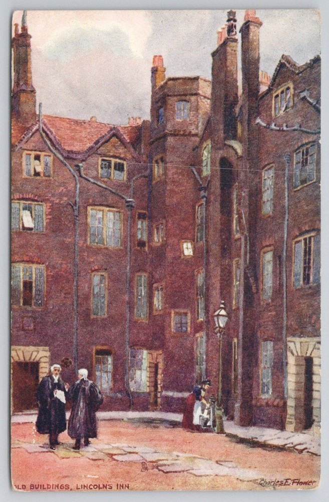 Lincoln's Inn Old Buildings London UK Raphael Tuck Charles Flower Art Postcard
