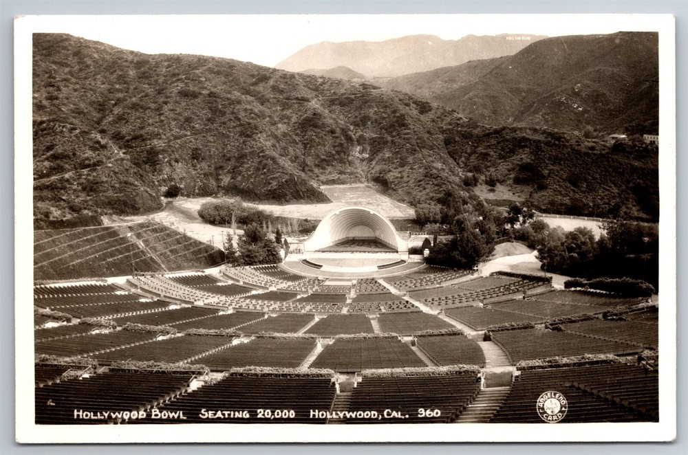 RPPC The Hollywood Bowl CA C1940s Postcard AB20