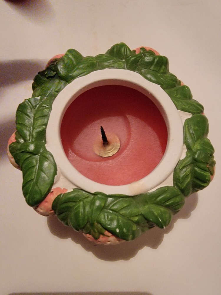 Strawberry Design Ceramic Candle Holder Vintage