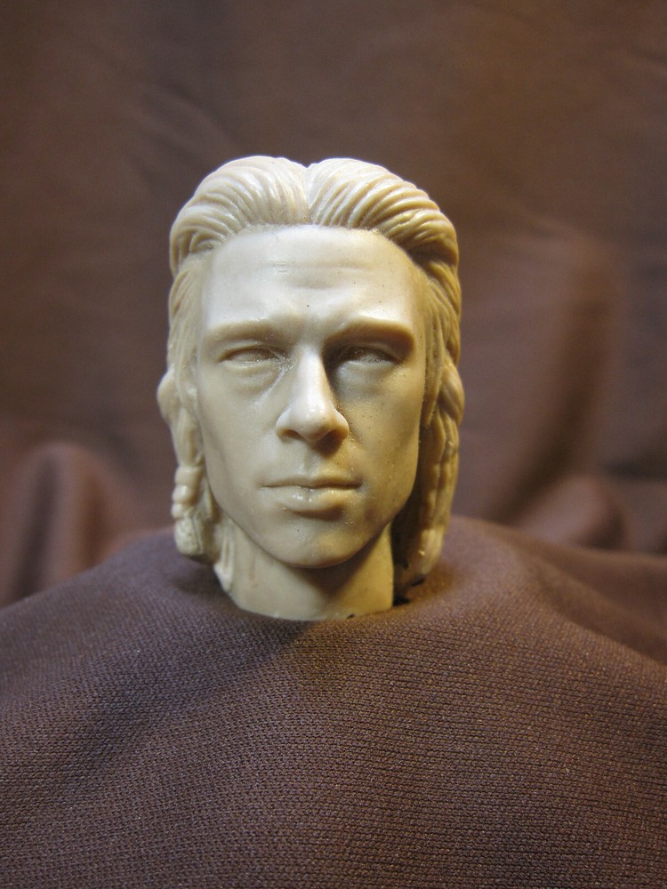 V23 Brad Pitt Achilles Troy Unpainted Resin Head Sculpt 1/6 Scale Action Figure-image