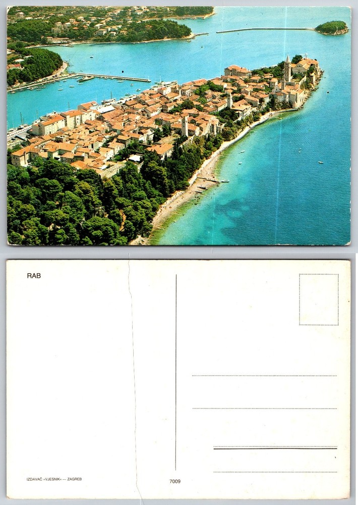 Vintage RAB Croatia Aerial View Postcard Vjesnik Zagreb Adriatic Island
