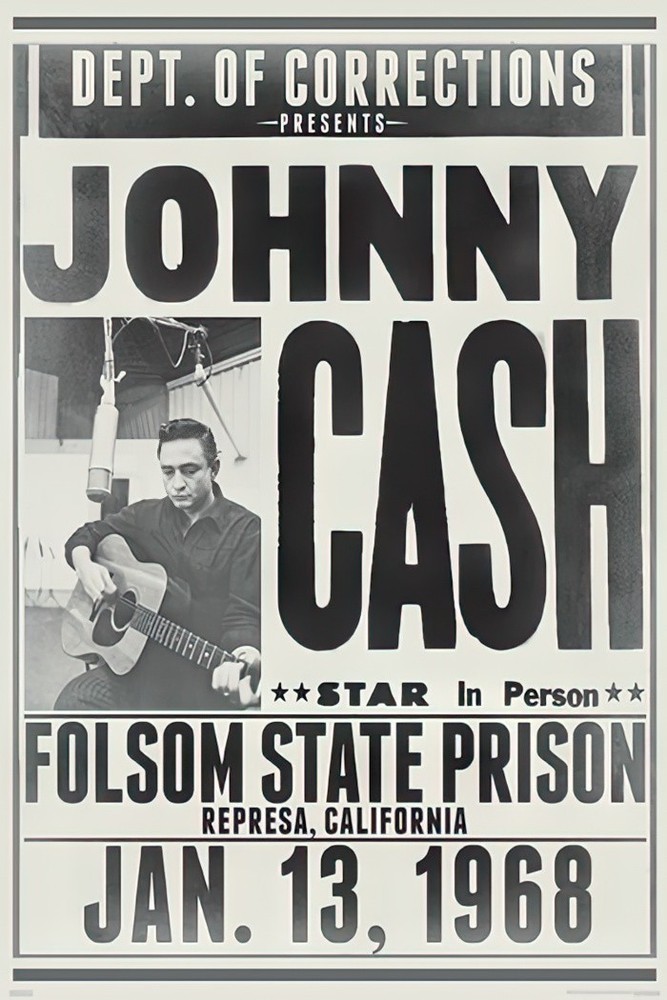 Johnny Cash - Music Poster (Folsom State Prison, Jan. 13, 1968 Promo) (24 x 36