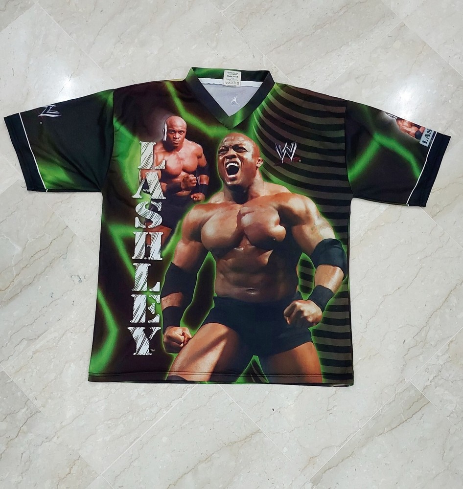 Vintage 2007 WWE Bobby Lashley Wrestling Tee Green Black Size L