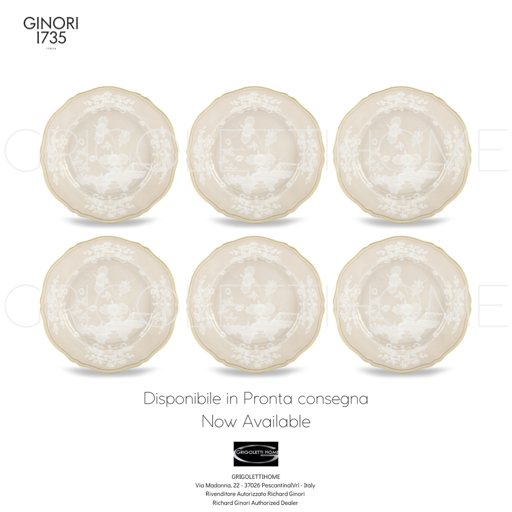 Richard Ginori Oriente Italiano Meringa Set Of 6 Dessert Plates 21 Cm 8.26 Inch