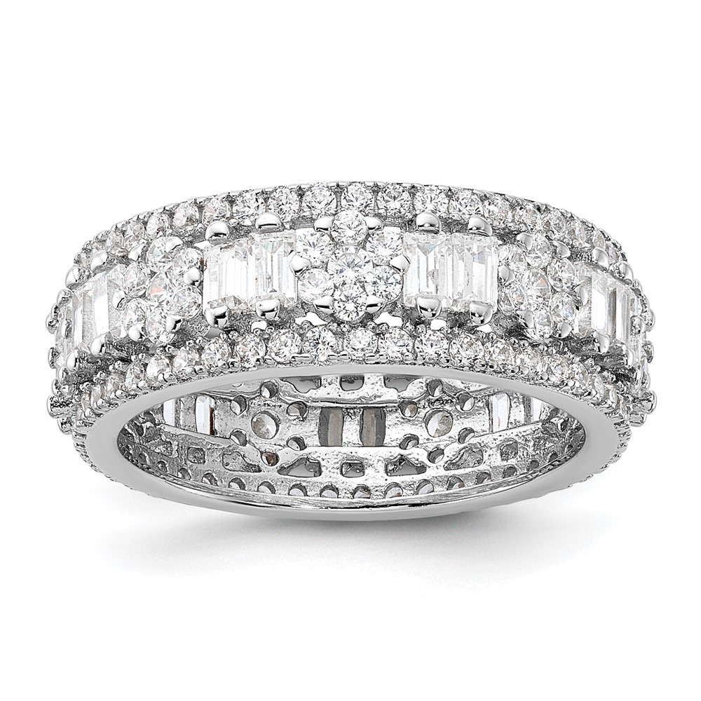Sterling Silver Rhodium-plated Cubic Zirconia Eternity Band Ring Size 6