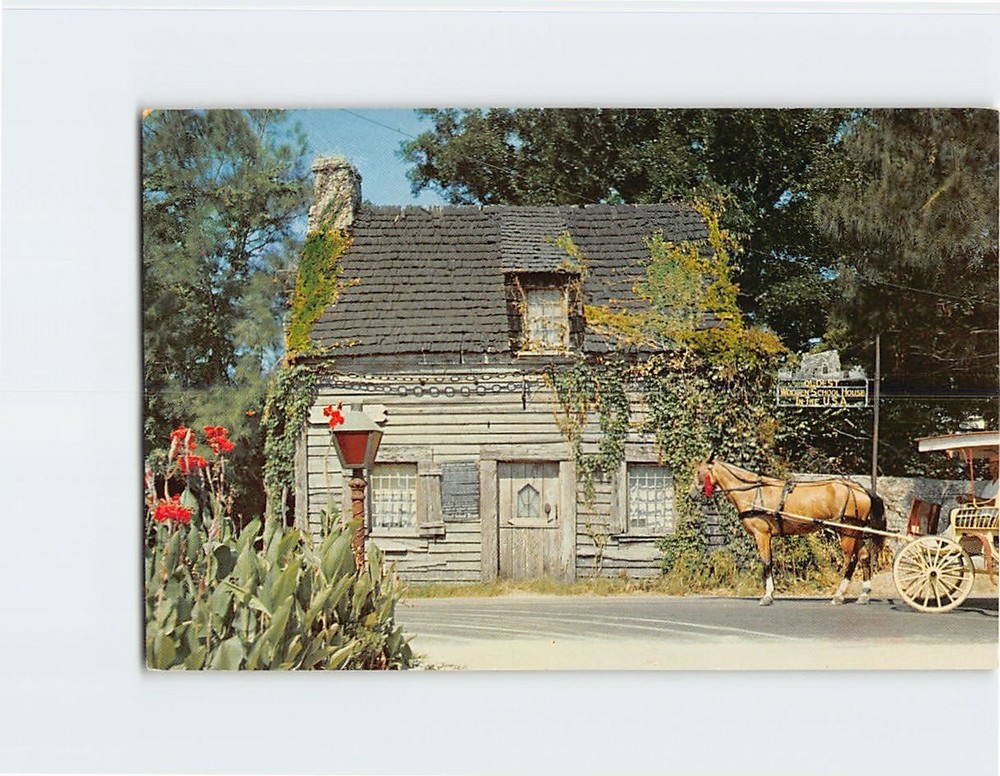 Postcard Oldest Wooden Schoolhouse in USA Saint St. Augustine Florida America