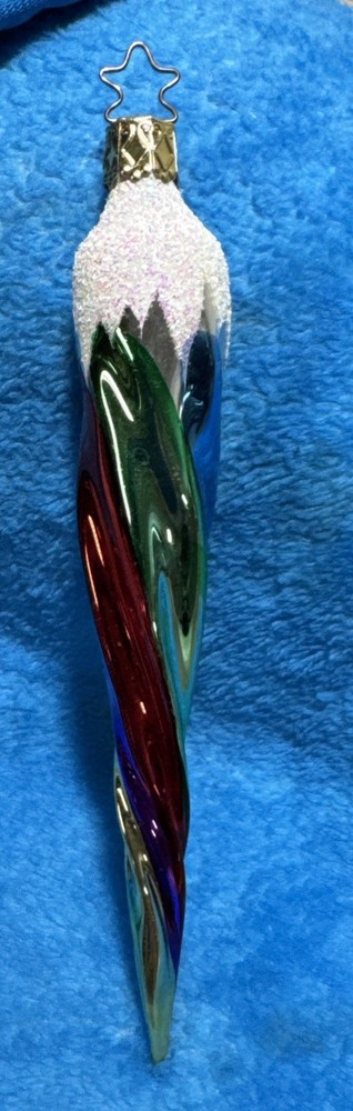 Inge Glas Multicolored Twist Icicle German Blown Glass Christmas Ornament