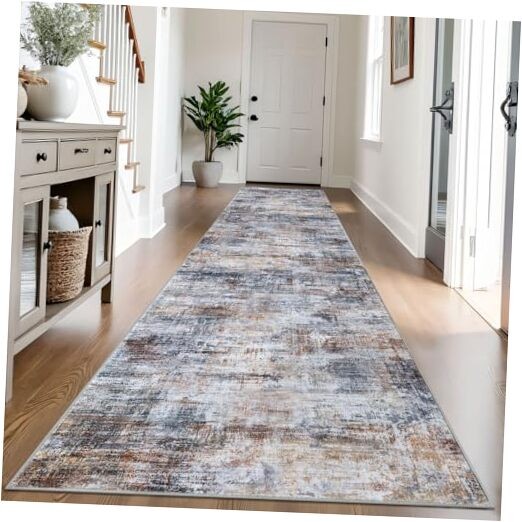 Abstract Runner Rug 3x14 Ft Washable Non-Slip Hallway Kitchen Runner-image