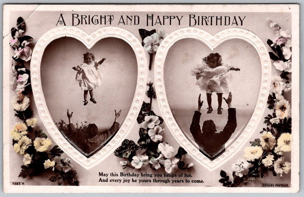 Antique Postcard Children Tossed Air Decatur, IL 1910s