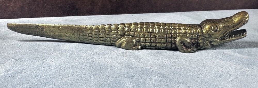 Vintage Brass Alligator Letter Opener Made In Belgium