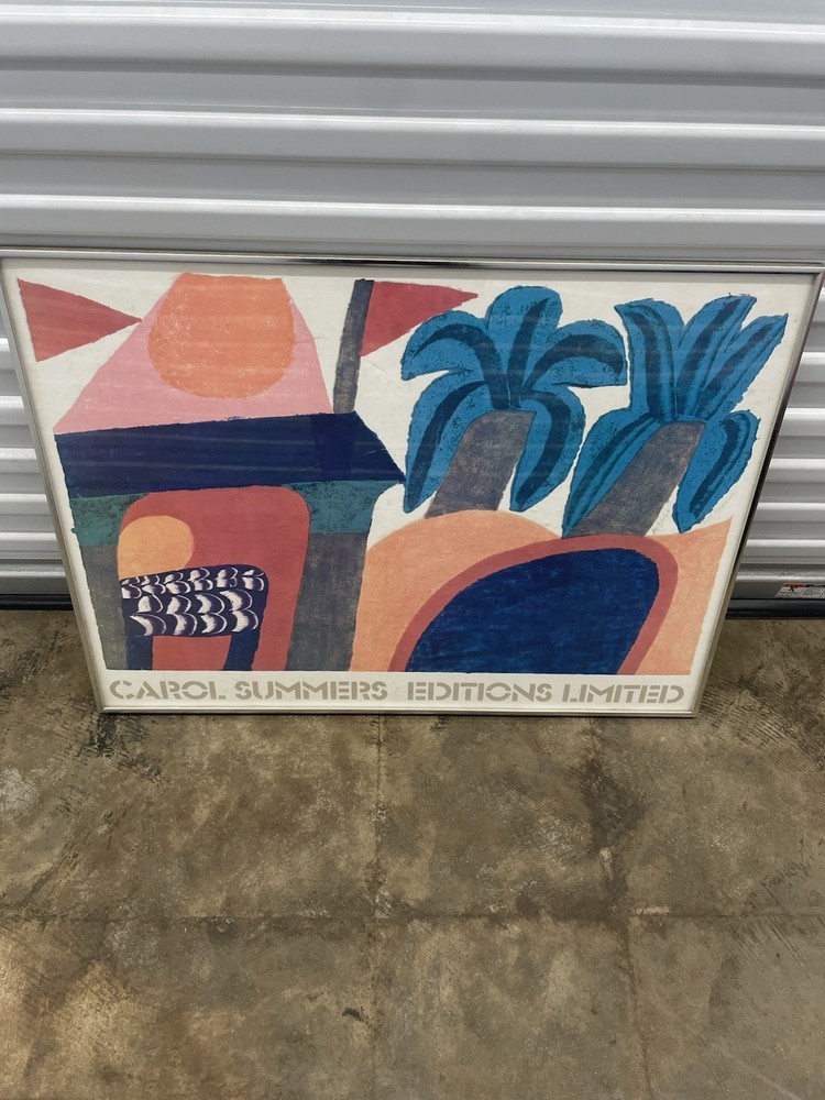 Rare Carol Summers Editions Limited Art Work Signed Framed Poster 1981 Woodcut