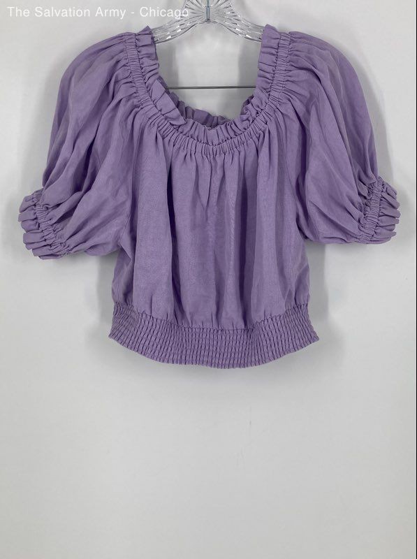 Alice + Olivia Womens Lavender Off The Shoulder Cropped Blouse Top Size XL