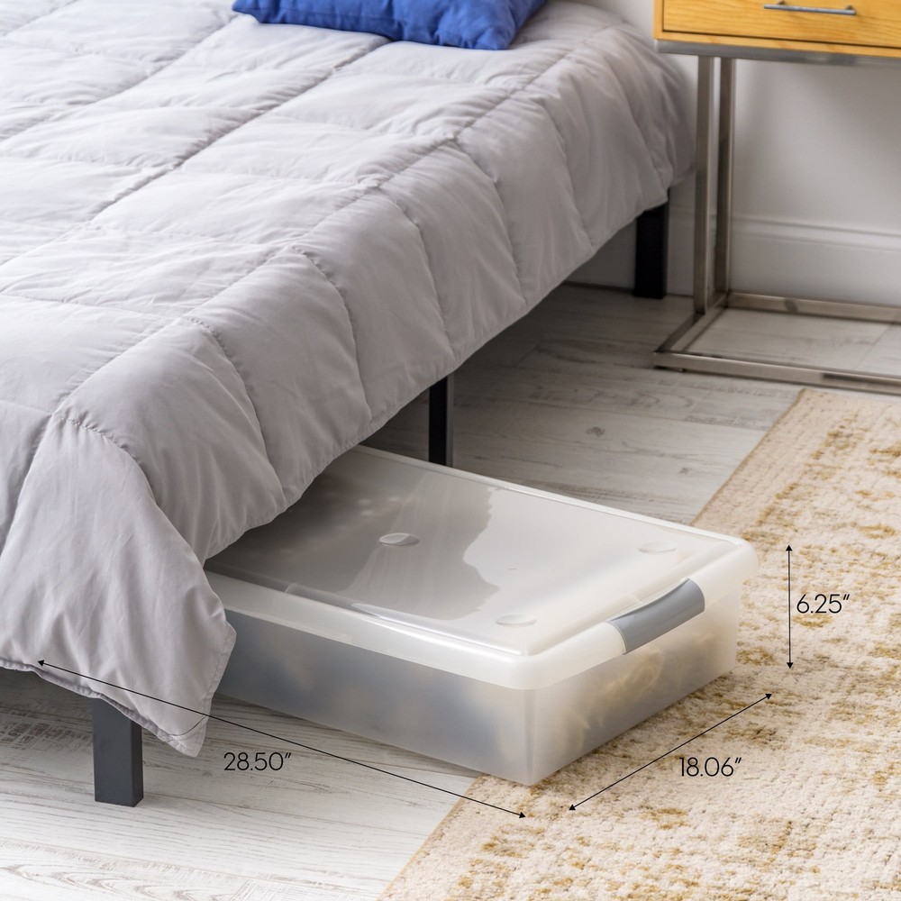 IRIS 40 Quart Clear Plastic Storage Bin with Lid, Stackable Container Tote