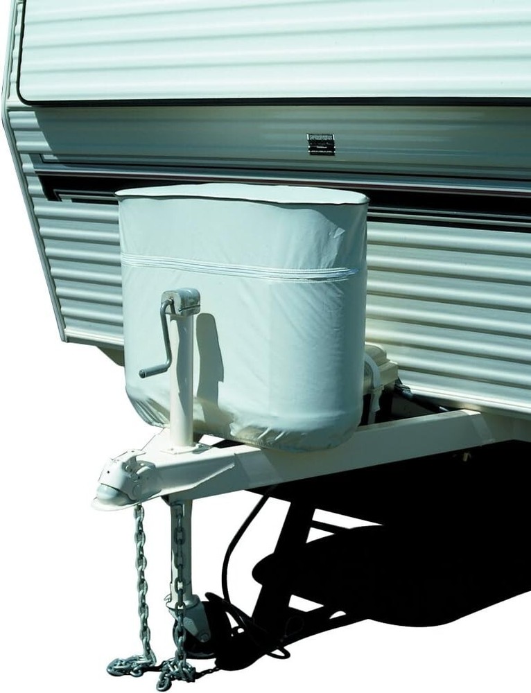 Heavy-Duty White RV Propane Tank Cover for Double 30 Tanks - Weather Resistant