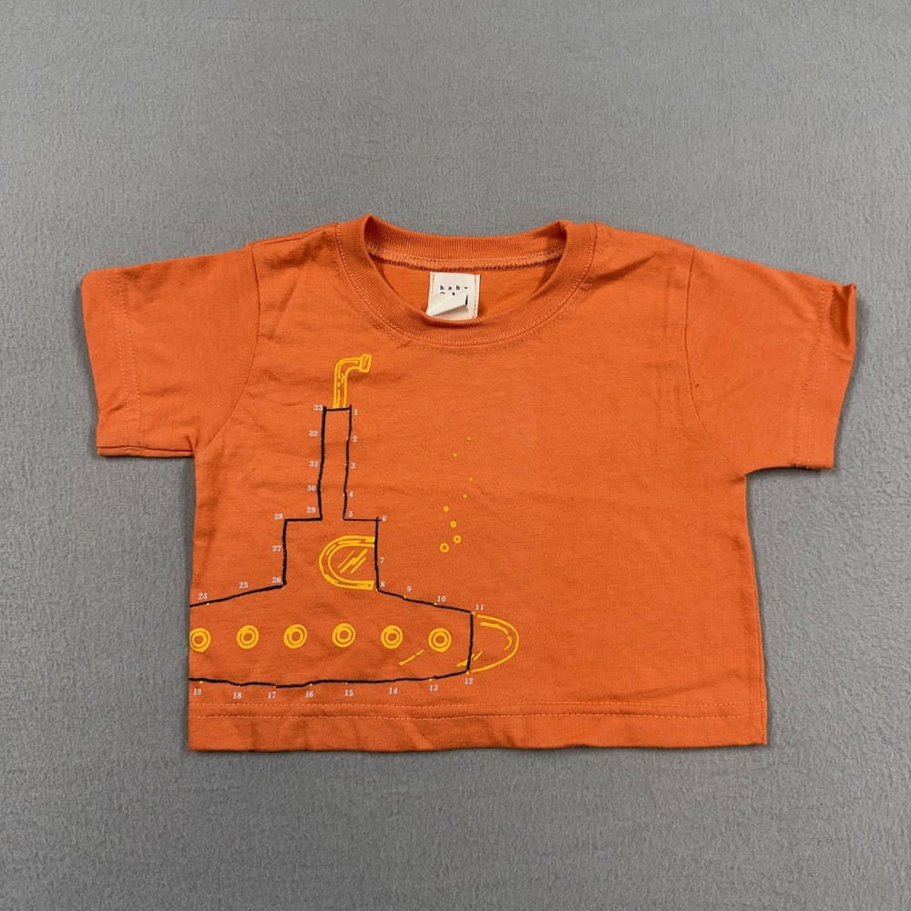 Vintage Baby Gap Shirt Boys 3-6 Months Orange Submarine Graphic Tee USA Toddler