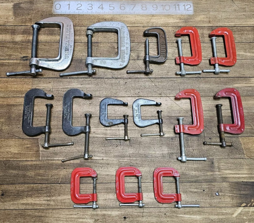 C-CLAMPS Sets HEAVY DUTY MACHINIST Woodworking Vintage Tools Cincinnati ☆USA