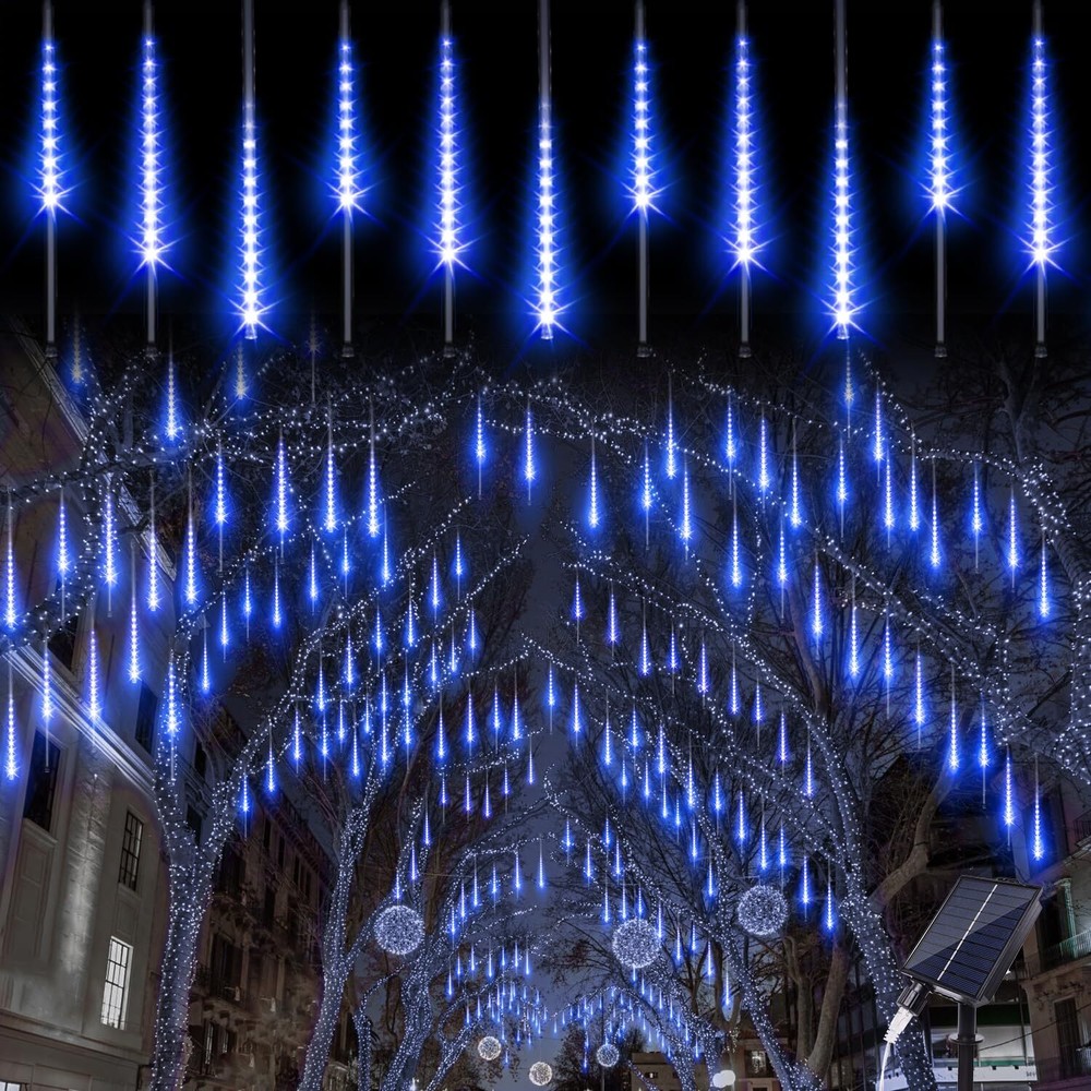 Solar Christmas Lights Outdoor Meteor Shower Lights 10Tubes 16Inch 360LED Fal...
