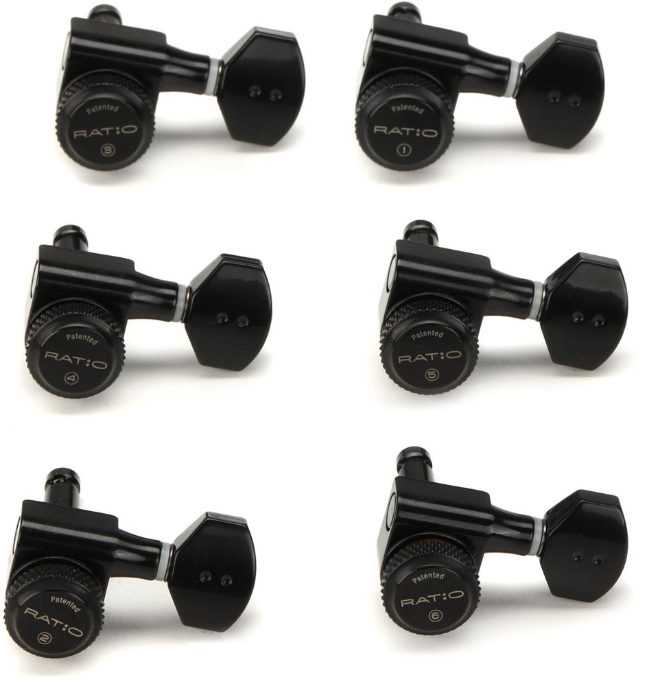 Graph Tech PRL-8721-B0 Ratio 6 In-Line Electric Guitar Locking Machine Heads -