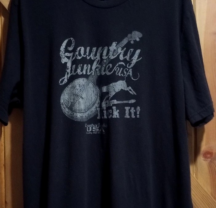 Men's Black CANVAS Country Junkie USA Kick It Graphic Tee Size 3XL