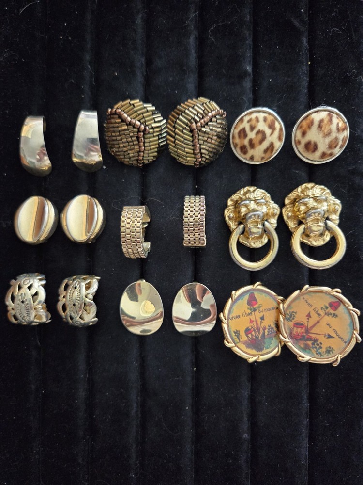 Vintage Designer Earrings Lot QUALITY Clip On  Gold Tone KJL