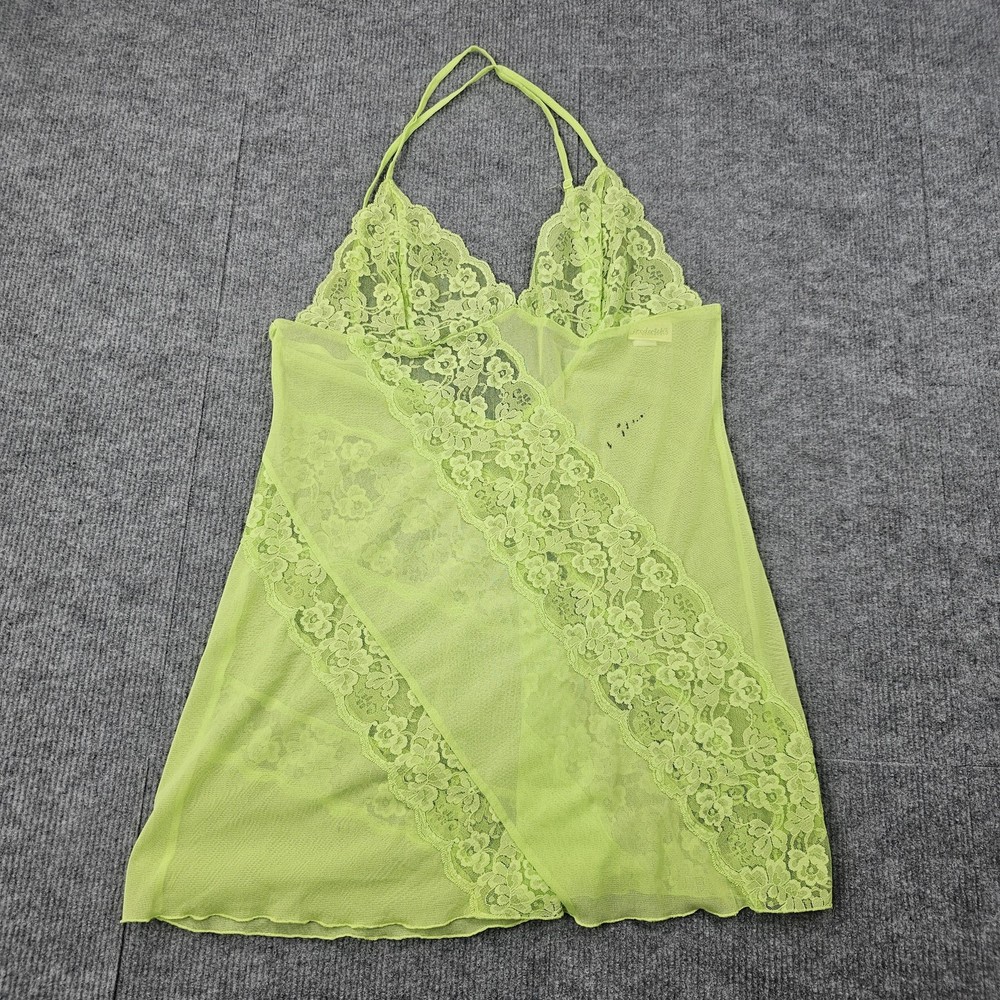 Fredericks of Hollywood Chemise Womens Large Green Sheer Tank Layering Y2K Club