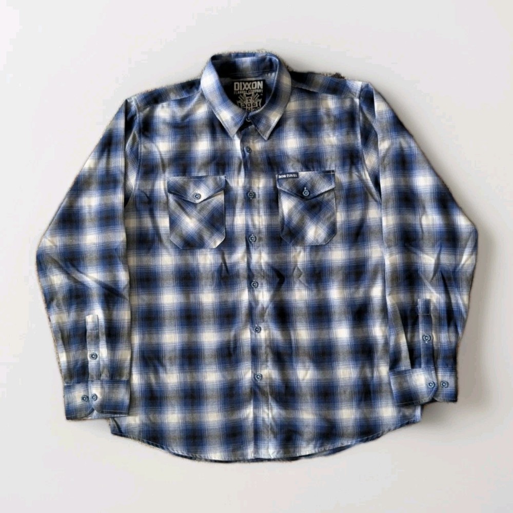 Dixxon Flannel Company Dogtown Plaid Button Up Shirt Mens XL Blue Workwear