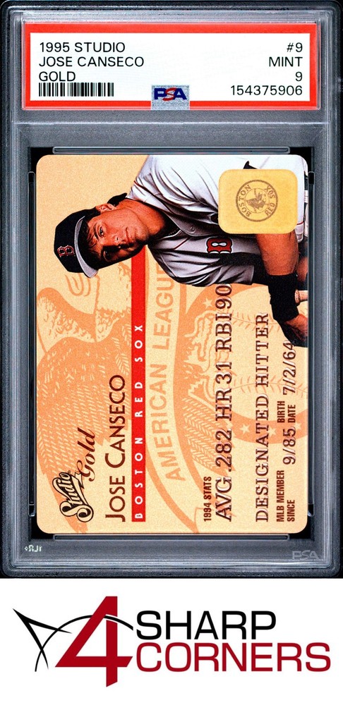 1995 Studio Gold #9 Jose Canseco Rangers Pop 4 Psa 9Low rates, marketing, expertise, & more: Consign today!