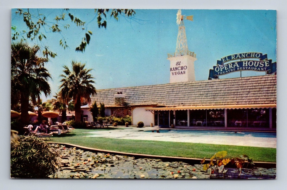 El Rancho Vegas Pool Opera House Theatre Restaurant Las Vegas Nevada Postcard
