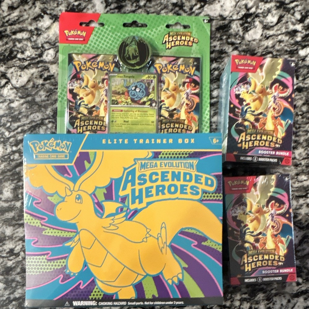 Pokémon TCG Mega Evolution Ascended Heroes ETB + 2 Booster Bundles and blister